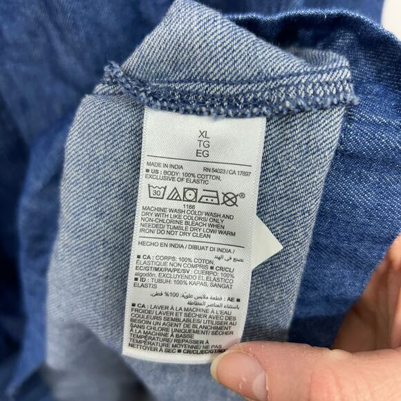 Old Navy Blue Denim Jean Midi Dress XL Sleeveless Smocked Sweetheart Neckline - Picture 5 of 5